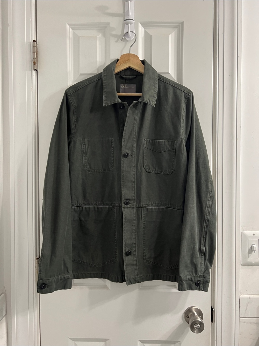 ASOS Olive Green Utility Jacket Shirt with Patch Pockets- Small - Picture 6 of 13